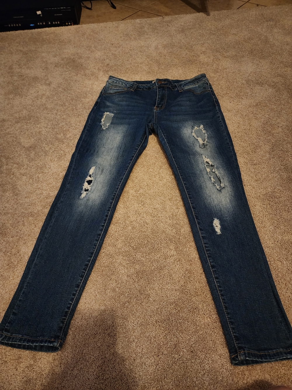 Encore Distressed Skinny Jeans Womens Blue Denim Ripped